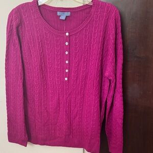 Laura Scott Fuchsia Cable Knit Sweater
